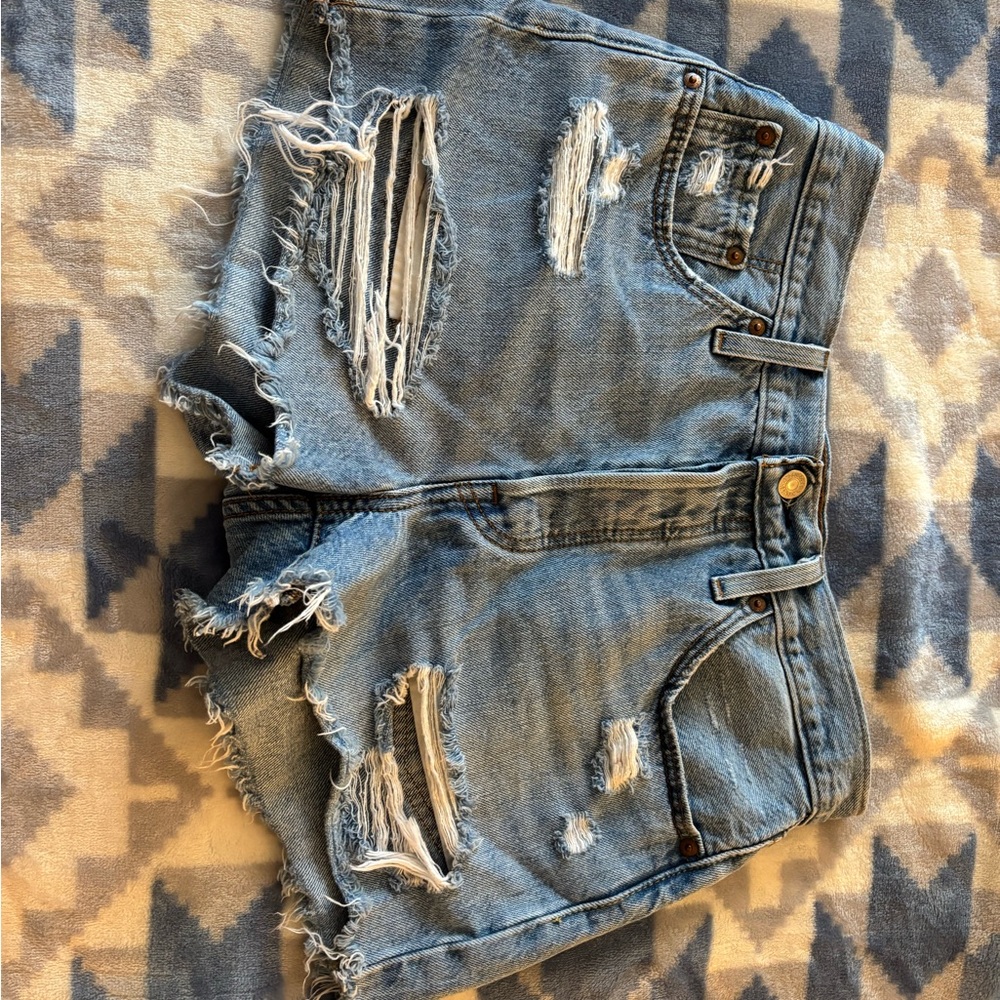 Levi's Light Blue Distressed Jean Shorts